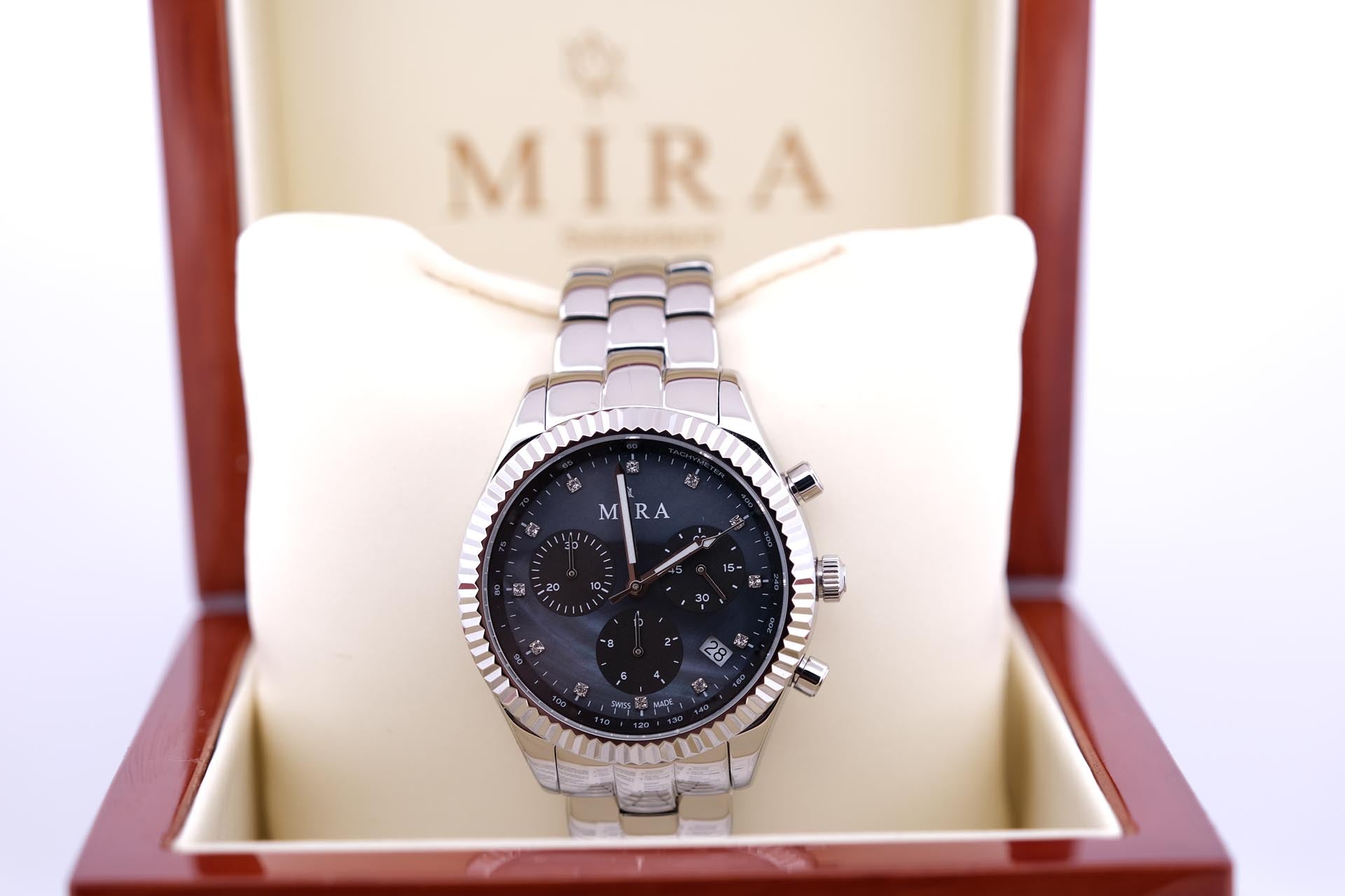 Black Pearl Chronograph Swiss Watch - MIRA SOUTH SEA PEARLS ID