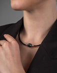 Noir Leather Collar Black Tahiti - MIRA SOUTH SEA PEARLS ID