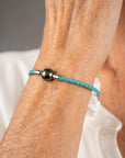 Baby Blue Leather Pearl Bracelet Black Tahiti - MIRA SOUTH SEA PEARLS ID