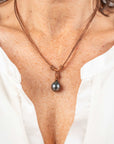 Tane Leather Single Black Tahiti Pearls - MIRA SOUTH SEA PEARLS ID