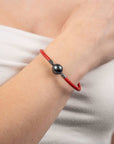 Rouge Leather Pearl Bracelet Black Tahiti - MIRA SOUTH SEA PEARLS ID