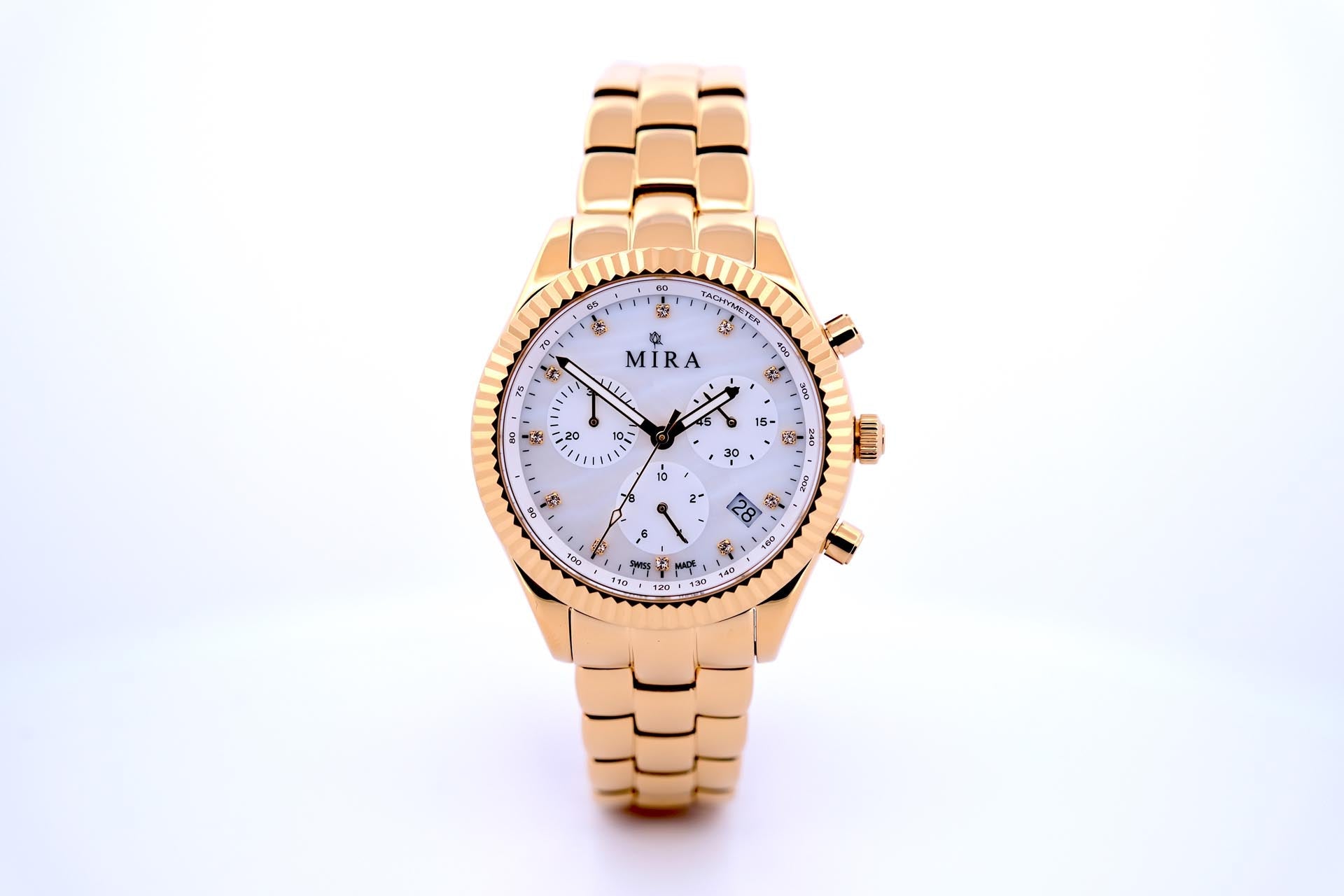 White Pearl Chronograph Swiss Watch - MIRA SOUTH SEA PEARLS ID