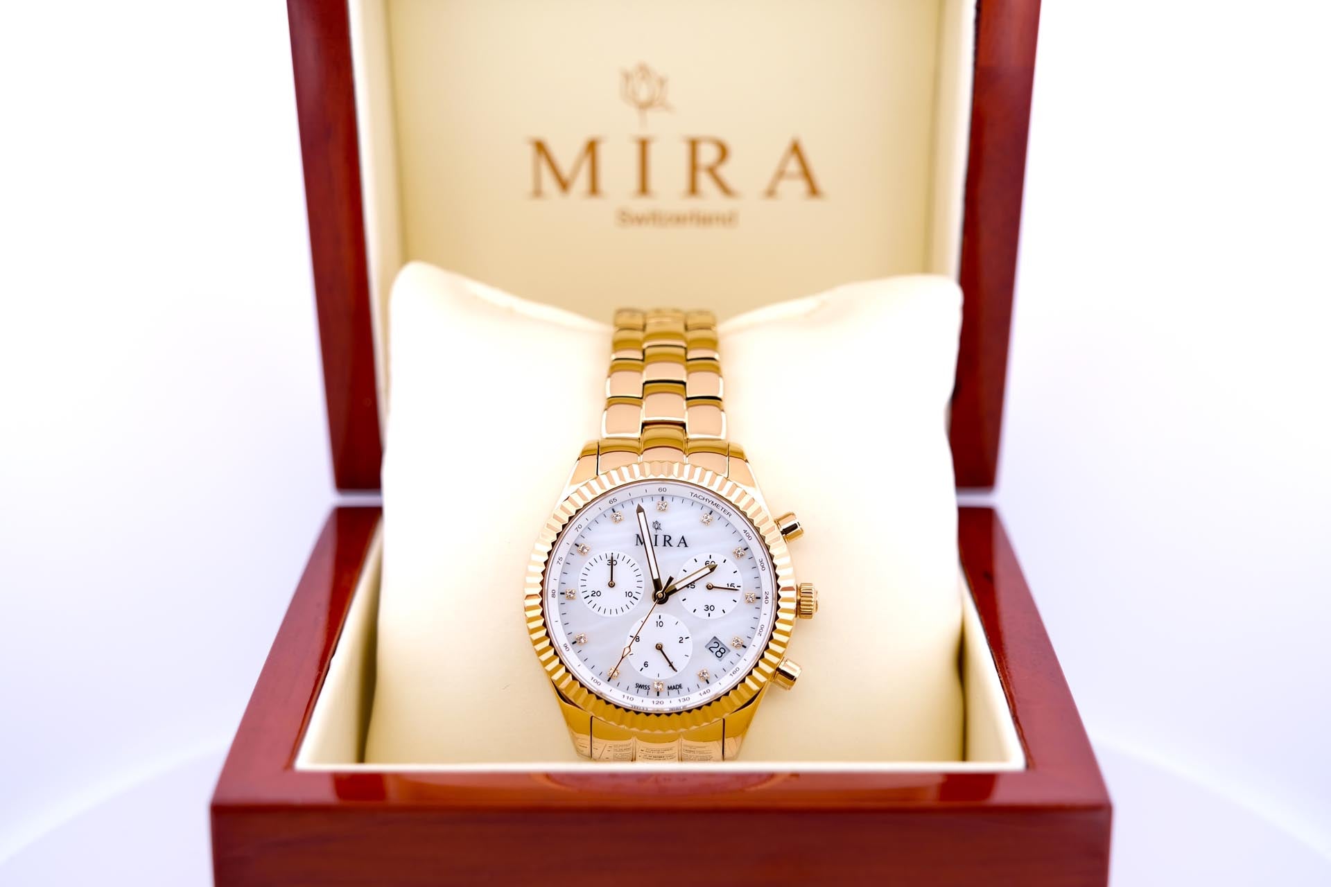 White Pearl Chronograph Swiss Watch - MIRA SOUTH SEA PEARLS ID